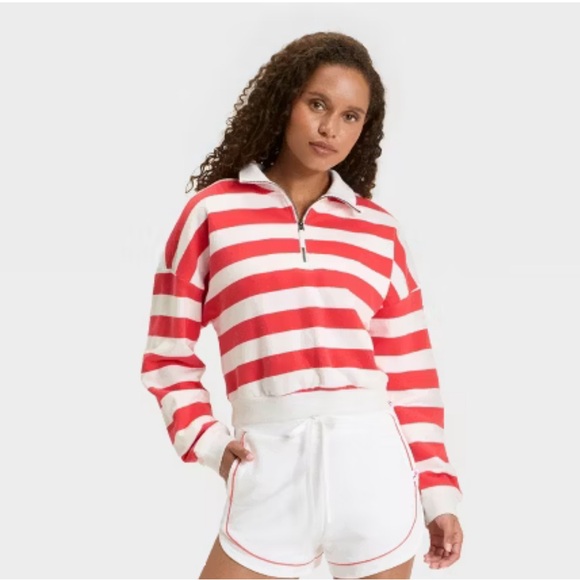 JoyLab Tops - Women's Striped French Terry 1/2 Zip Sweatshirt - JoyLab - XS - NWT